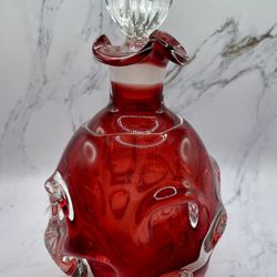 Aseda Vintage 1960’s Sweden Bo Borgstrom Glass Decanter Hand Blown Ruby Red
