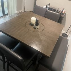 6 SEATER DINING TABLE WITH LAZY SUSAN AND BENCH