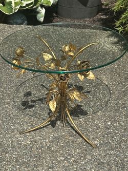 Vintage Hollywood Regency Rose Glass Top Table