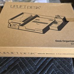 Uplift Desk STR210 Bamboo Desk Organizer Set – Black