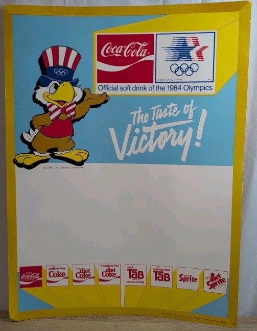 Lot Of 5 VTG Coca Cola LA Olympics Sam The Eagle Store Display Menus RARE READ