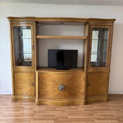 Beautiful Wood Wall Unit  & Oval Coffee Table