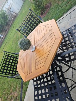 Patio Bar wood table and 4 swivel chairs set/Dining table and 4 Barstools outdoor Furniture/Cash Only