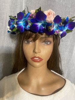 Blue Orchid Head Crown