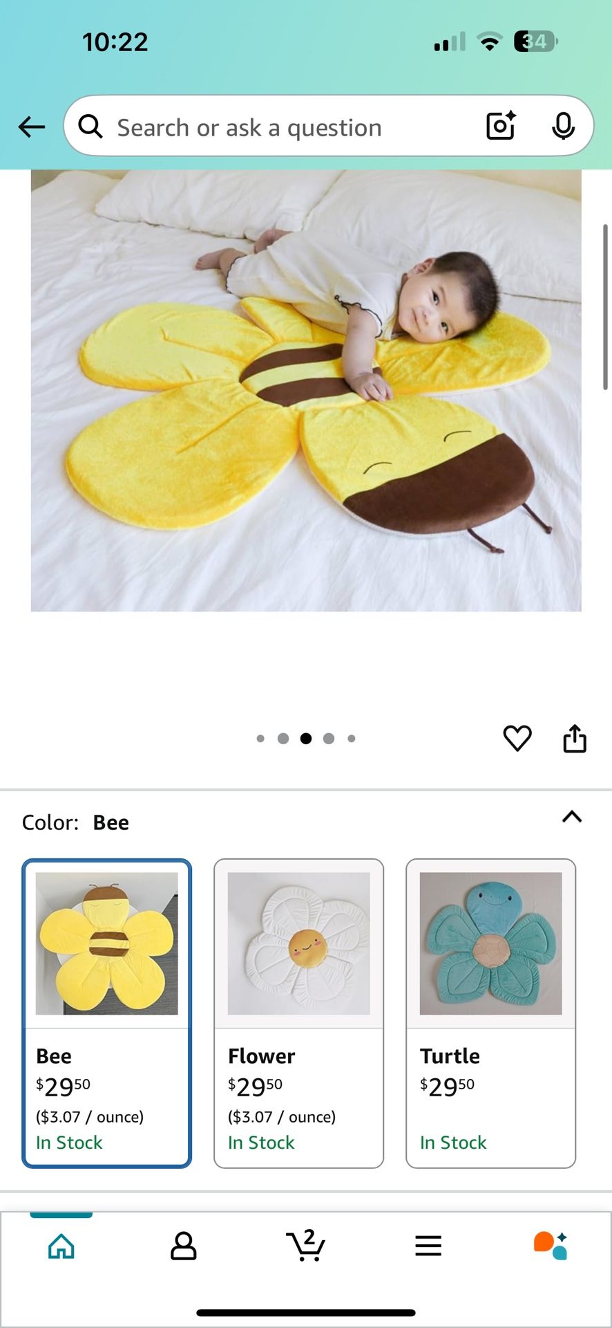 Cute Bee Bath Seat Pad for Baby Tub Or  Sink  Tummy Time 