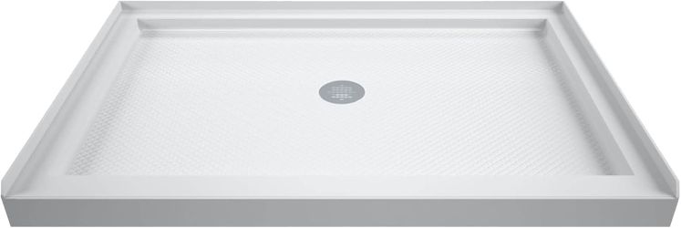 DreamLine SlimLine 32 in. D x 42 in. W x 2 3/4 in. H Center Drain Single Threshold Shower Base in White, DLT-1132420 White 32 inch D x 42 inch W Cente