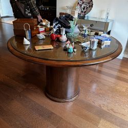 Wood Round Table With Glass Top 