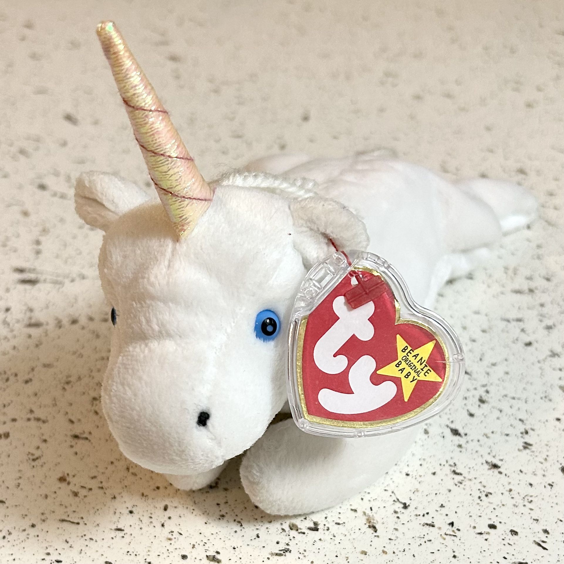 Vintage 1993 Ty Beanie Babies Mystic the Unicorn (Iridescent Horn, Coarse Mane)