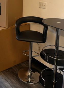 Counter High Swivel Chair- Faux Black Leather 