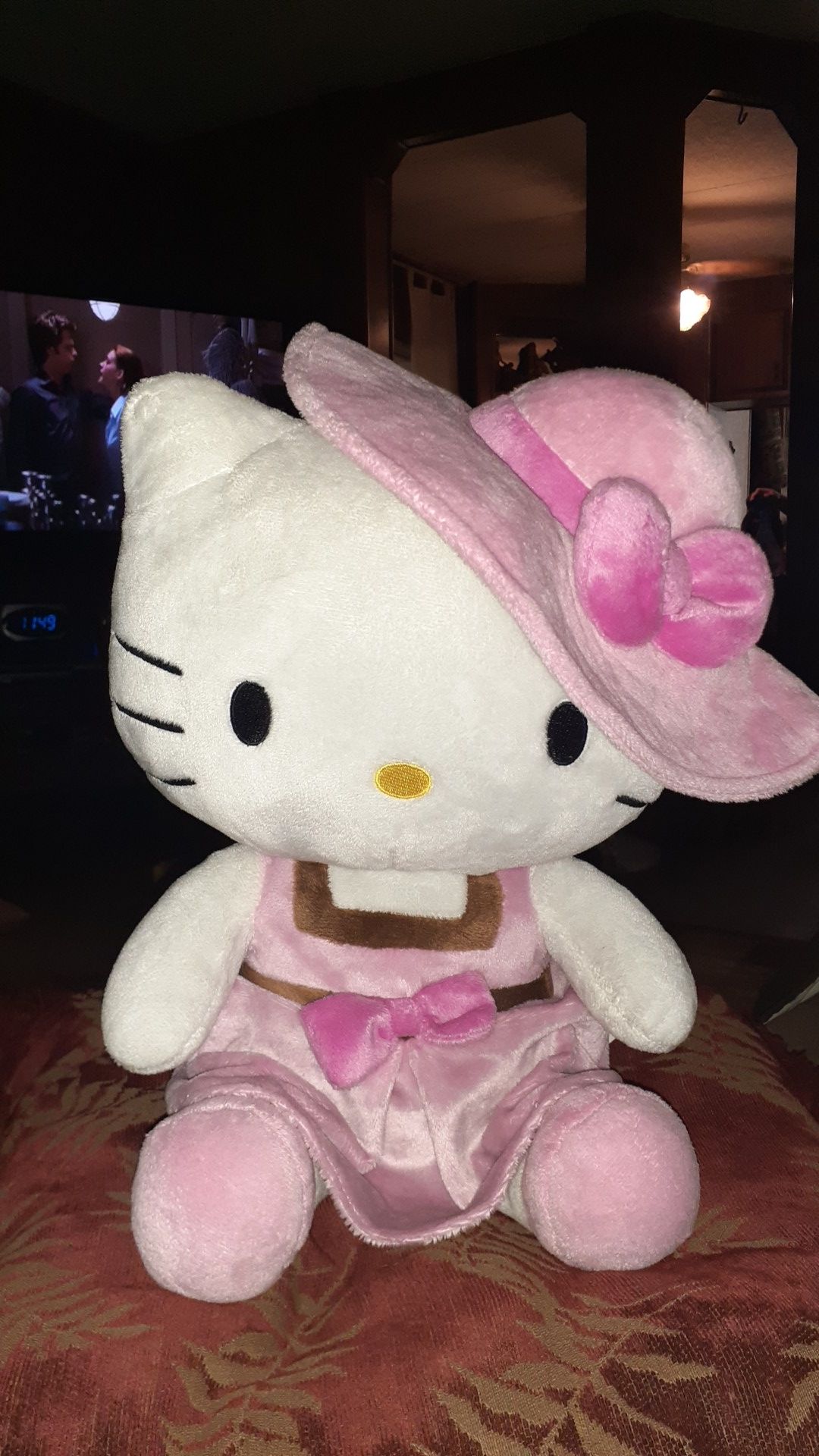 Hello Kitty in Pink Dress and Hat, Multi Color 13 inch