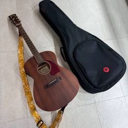 Ibanez PC12MHE-OPN 3U-08 Solid Top Acoustic Guitar Wood w/ soft case and flower strap MINT