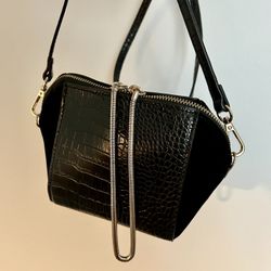 Street Level Velvet And Faux Leather Purse