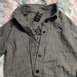 Forever 21 Mickey Mouse Cropped Button Up Jacket