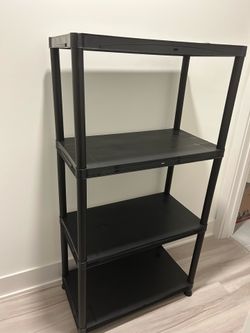 Easy Assembly Multipurpose Black Plastic Shelves - Stackable - SET OF TWO