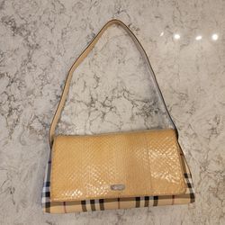 Authentic Burberry Vintage Check And Leather Handbag 