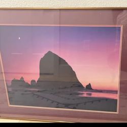 Vintage Sunset At Canon Beach Framed Wall Art 