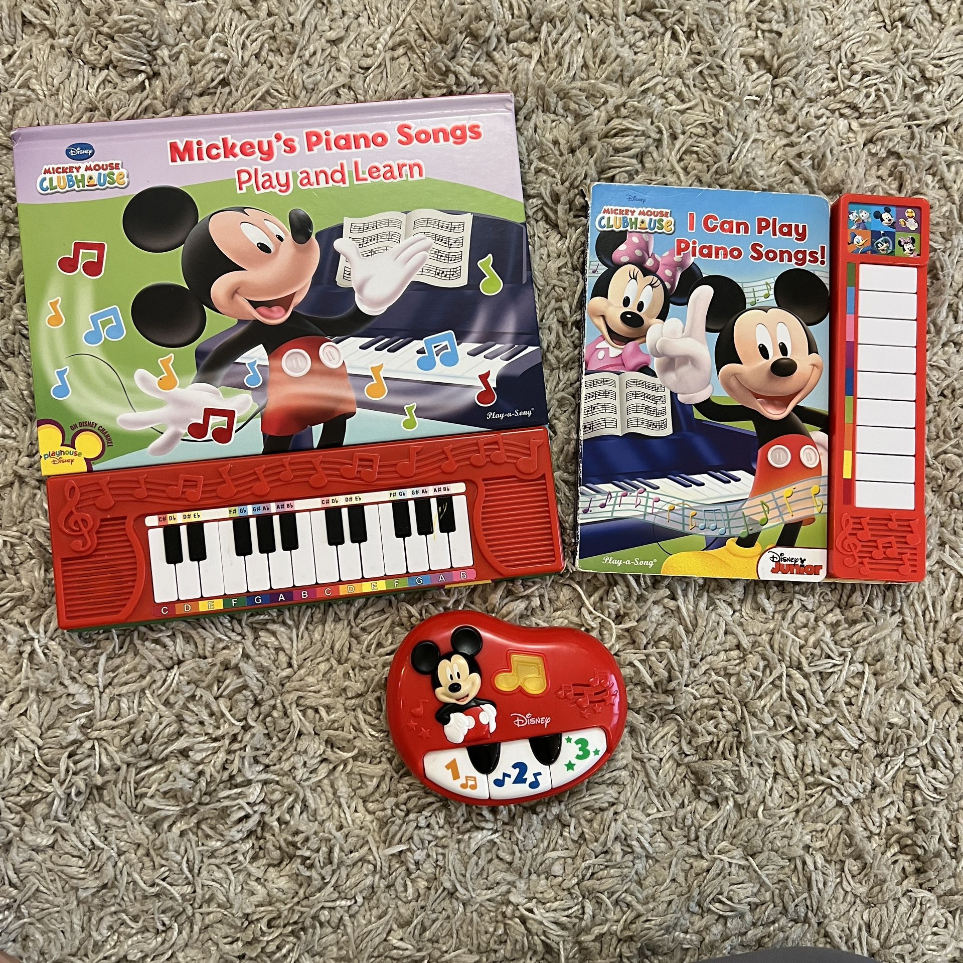 Lot of 3 Mickey Mouse Clubhouse Play and Learn Piano Keyboard Music Books Toy