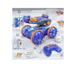 BEZGAR Pool Toys for Kids, Amphibious Remote Control Car Toys for Ages 6-8, RC Stunt Car with Water Gun for Boys and Girls 8-12, Remote Control Boat w