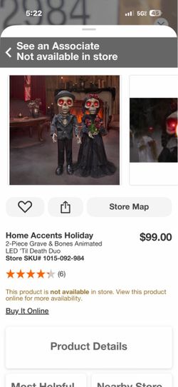 Home Accents Holiday 2-Piece Grave & Bones Animated LED 'Til Death Duo