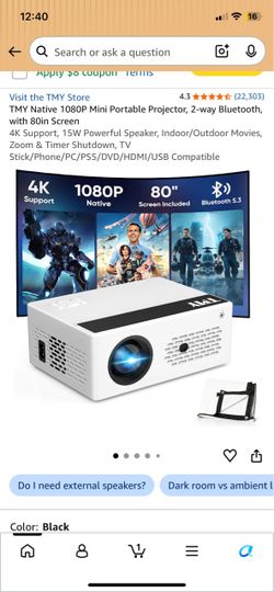 TMY Native 1080P Mini Portable Projector