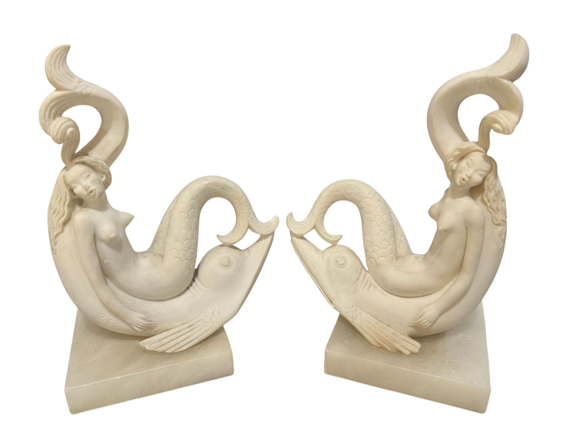 Italian Alabaster Bookends by A Giannelli C. 1968