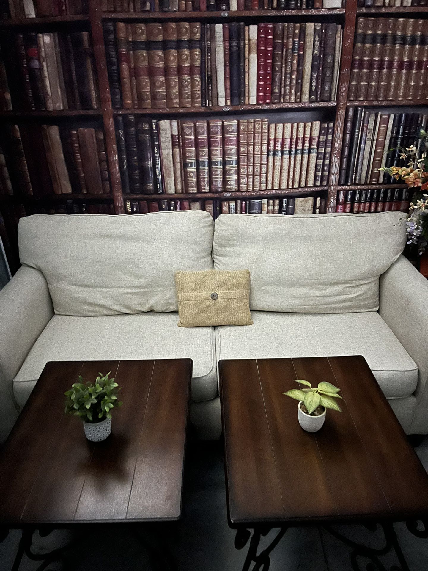 Kevin Charles cream Color Sofa and 2 end tables