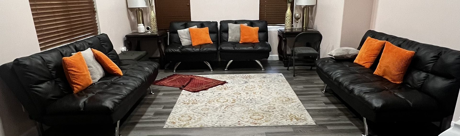 Black Sofa Set With Two Futons