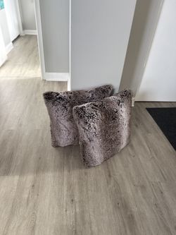 Two 20x20 Faux Fur Throw Pillows