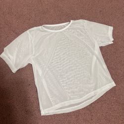 Small Sheer White Mesh See Through Crop Top 