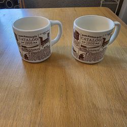 Vintage Dishware - Set of 2 Sears Roebuck & Co Catalog 1906 USA Ceramic Mugs