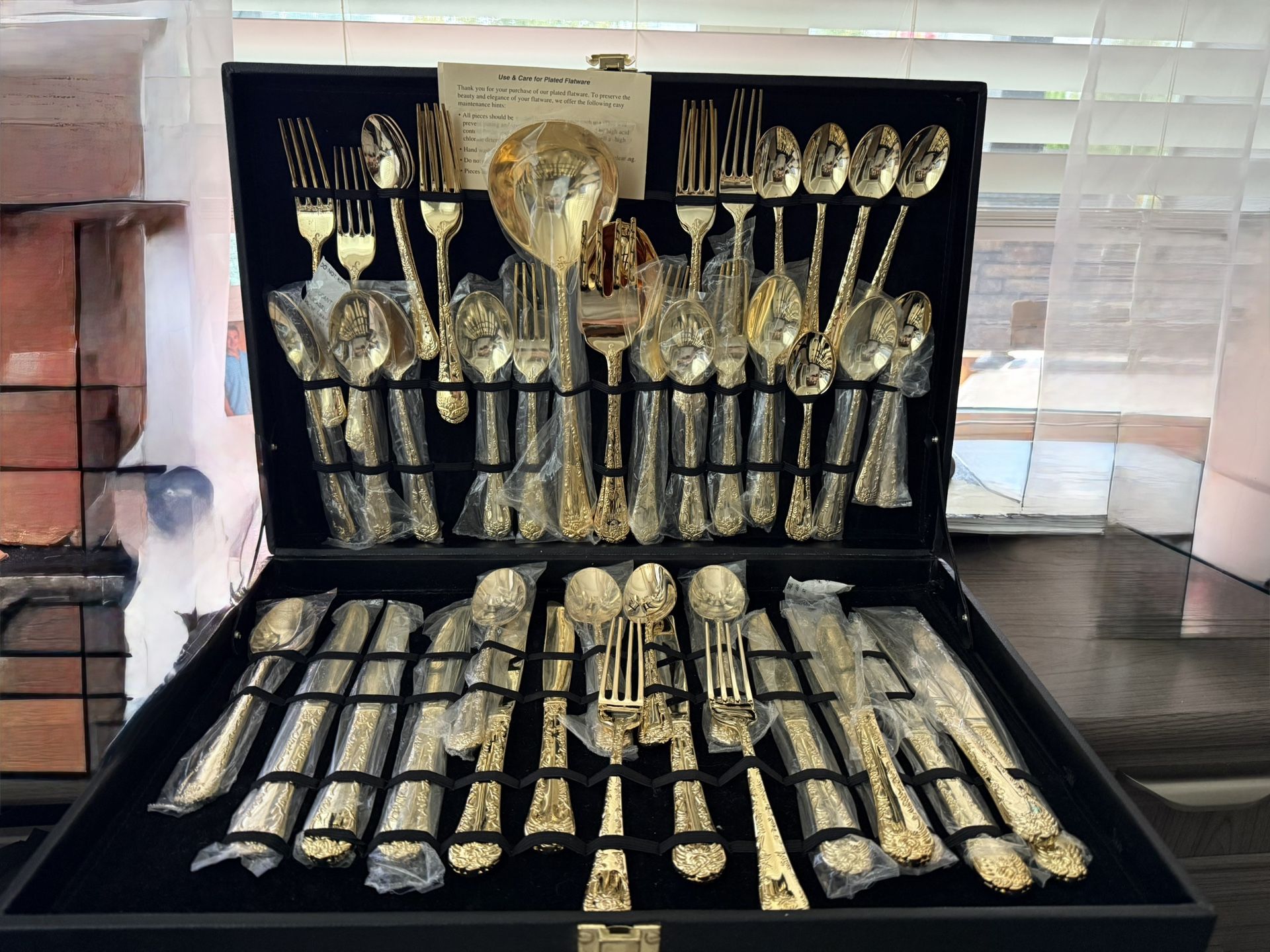 Vintage Gold Plated Flatware Settings For 12