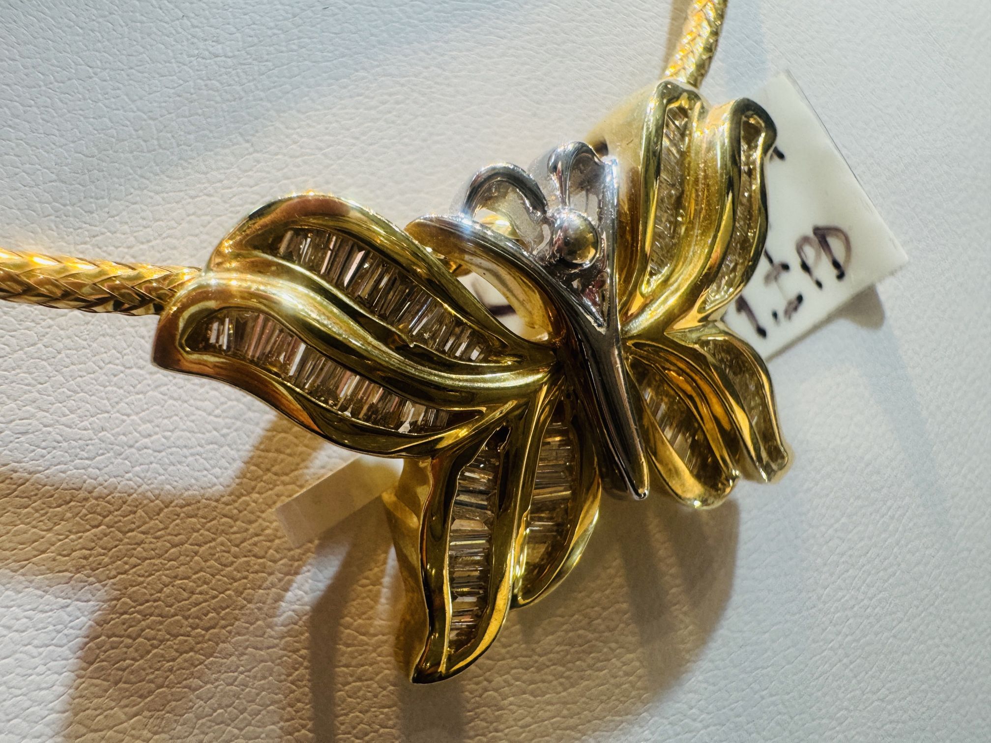 14K Two tone Gold | Diamonds Butterfly Pendant