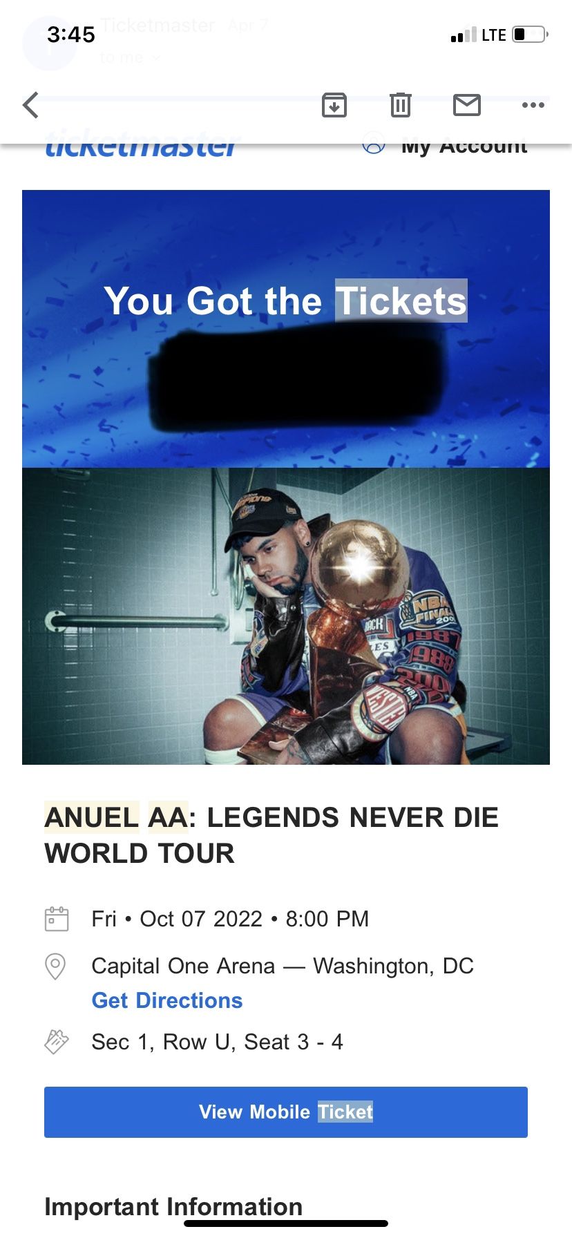 Anuel AA 2 Tickets Capital One Arena 