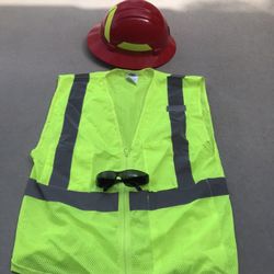 HIGH VISIBILITY HARD HAT //SAFETY VEST// SAFETY GLASSES 