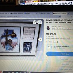 David Justice Atlanta Braves 11” X 14” Framed Art And Photo #1(contact info removed)