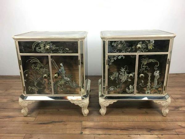 Pair Of Vintage Asian Style Mirrored Wood Nightstands 1015067 Pair Of Vintage Asian Style Mirrored Wood Nightstands 1015067 Furniture In San Bruno Ca Offerup