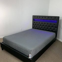 BED AND MATTRESS  ( QUEEN) 
