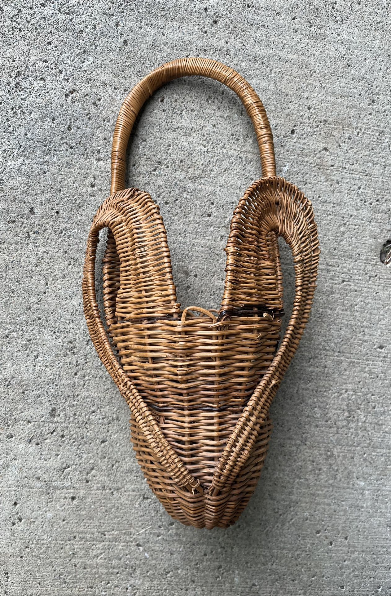Vintage Ram Head Wicker Hanging Basket