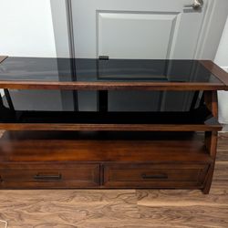 52 Inch TV Console with Drawers & Adjustable Glass Shelves 