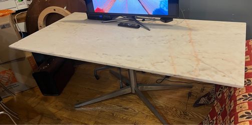 6’Marble Dining Table with Metal Base
