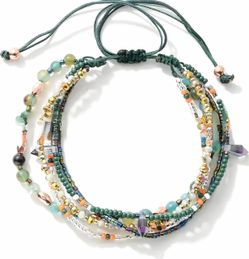 Multistrand Beaded Bracelet Set with Adjustable Cord