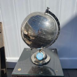 Vintage Silver World Globe  Map 