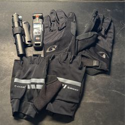 Biking/MTB Gloves, Mini Pump & PSI Gauge