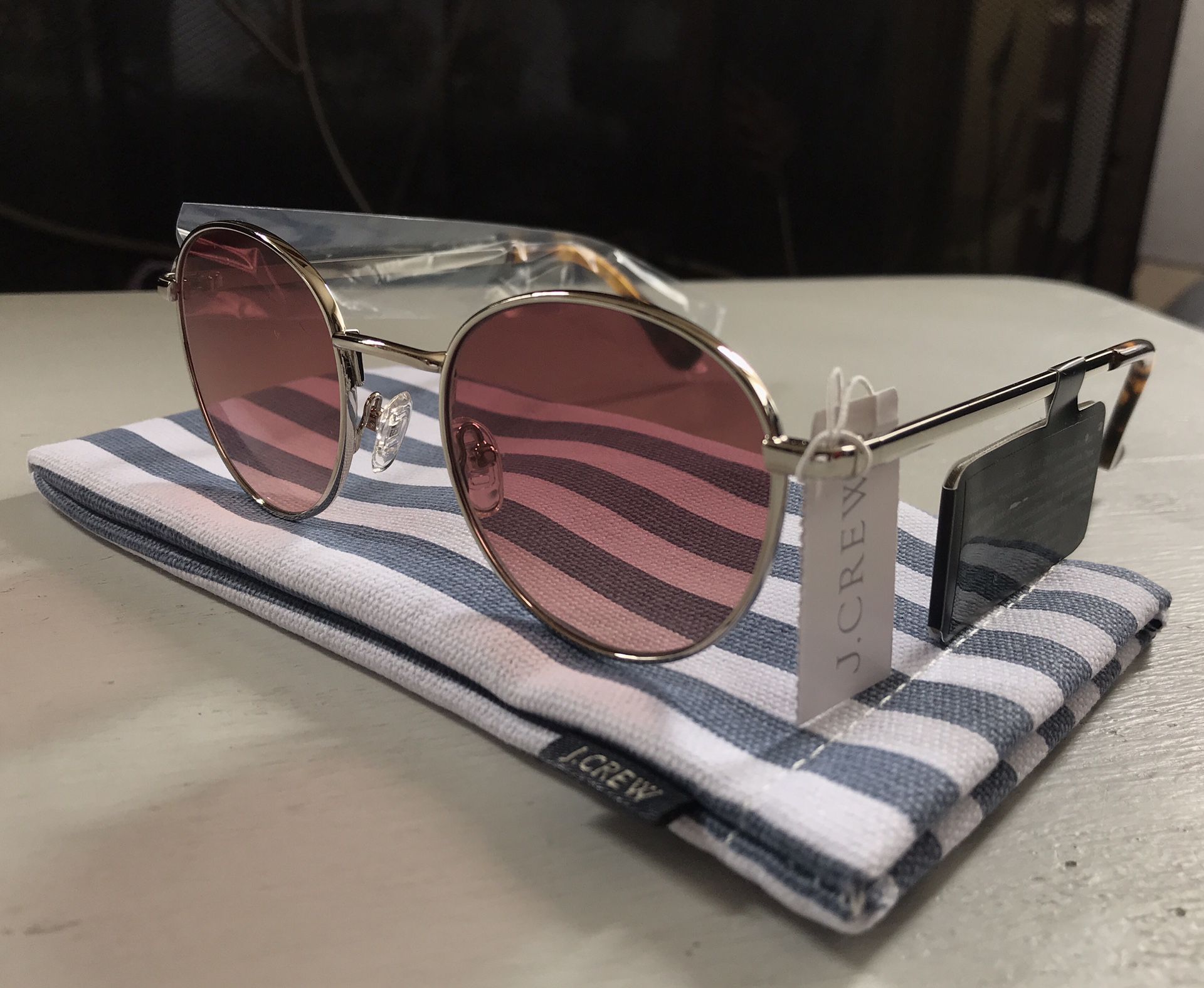 (NEW) (1 AVAILABLE) WOMEN’S J.CREW SILVER TORT ROUND WIRE-FRAME SUNGLASSES - SIZE: OS (MSRP: $79.50)  