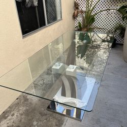 Modern Glass Dining Table- Like New (71” x 35”)