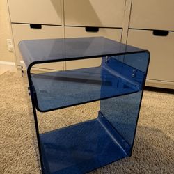 Blue Acrylic End Table/Record Player Table