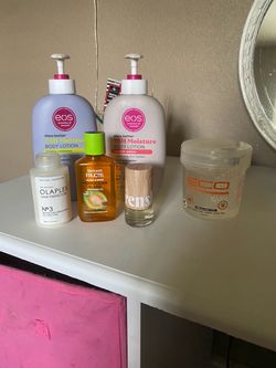 Free girl, products, lotion, hair oil, conditioner, perfume, and gel