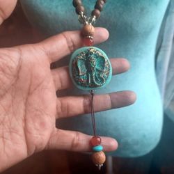 Elephant Pendant Beaded Necklace 