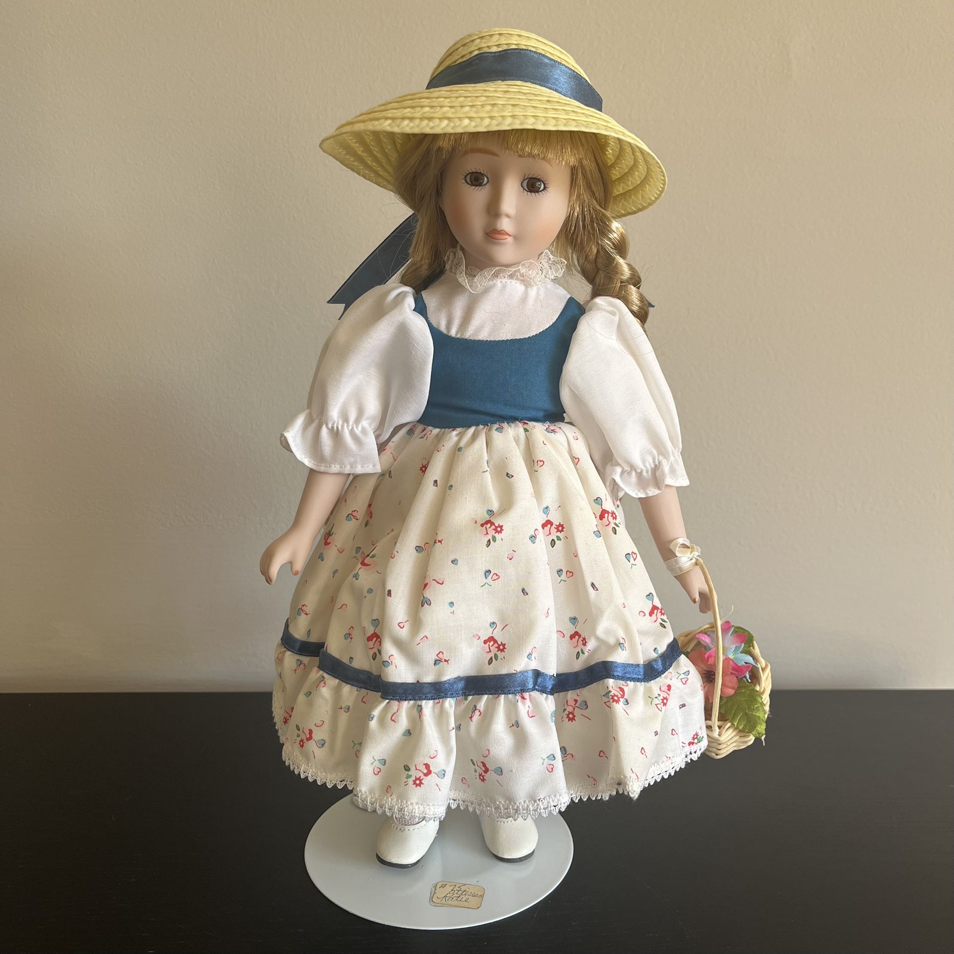 Artisan Collection Katie Musical Porcelain Doll Floral Vintage 13 Inch