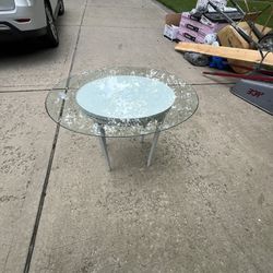 Beautiful white wood with glass top oval  end table